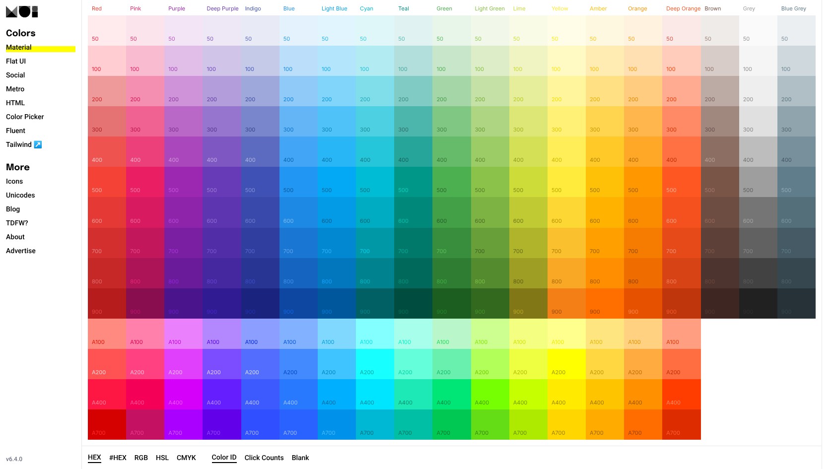 Material UI Colors & Palettes